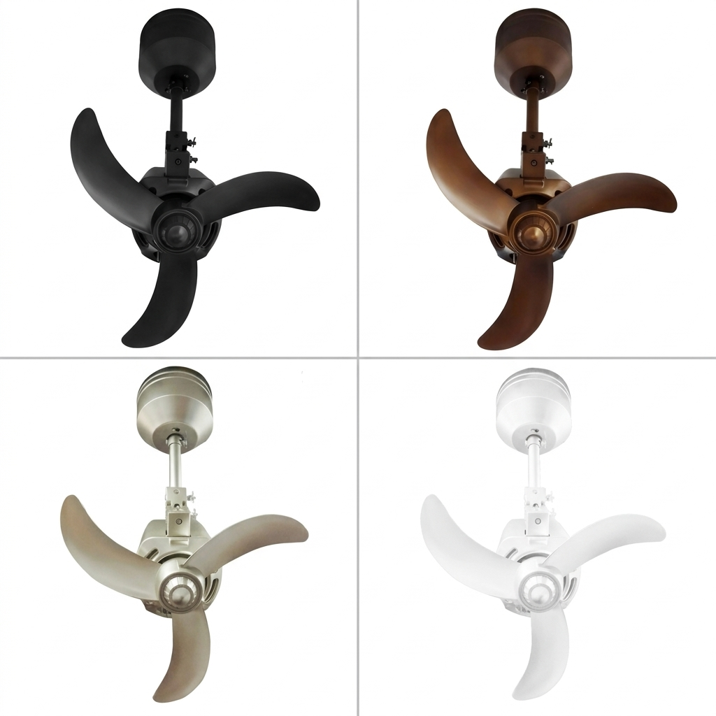 Mowe Atlas corner fan ceiling mount in black bronze silver and white colour options