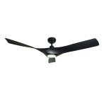 Mowe Atlas Designer smart ceiling fan in black with ceiling fan and light design