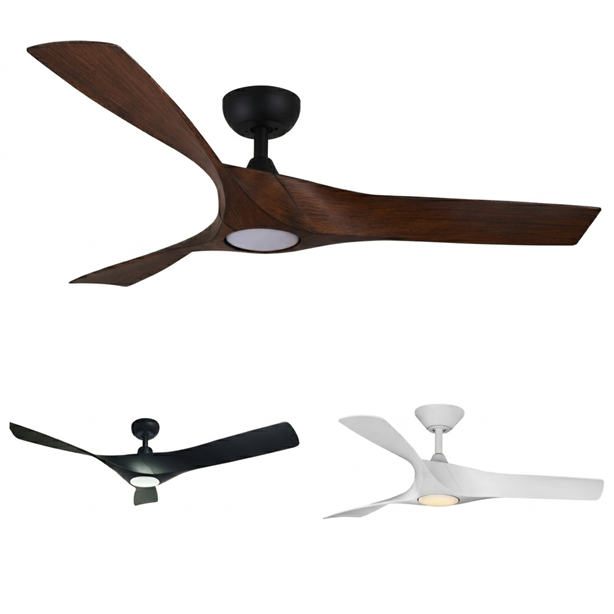 Mowe ceiling fan smart ceiling fan in black white and black with dark wood colour options