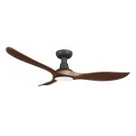 Mowe Gale fan and light in black with dark wood blades and tri tone dimmable LED