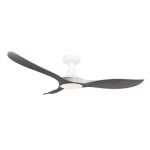 Mowe Gale ceiling fan and light in white with ash wood blades