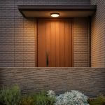 Round bulkhead light installed at Singapore landed house entrance ceiling – warm white outdoor ceiling light