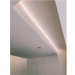 COB LED strip installed in aluminium profile for ceiling cove lighting