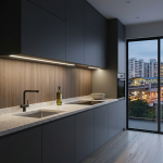 COB LED strip light under kitchen cupboard for cool white countertop lighting