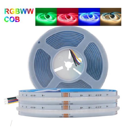 LED Strip Lights RGBW COB 24V with warm white 3000K, 10m roll