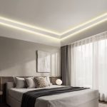 COB LED strip used for soft ceiling cove lighting in bedroom
