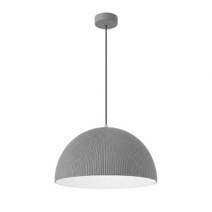 Dining table hanging lights in grey wabi sabi style