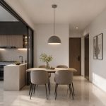 Dining table hanging lights in Singapore HDB dining area