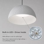 White Dining table high ceiling pendant hanging lights with built-in LED and driver