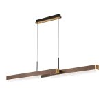 Magnus linear dining room table pendant light in brown latte and gold finish