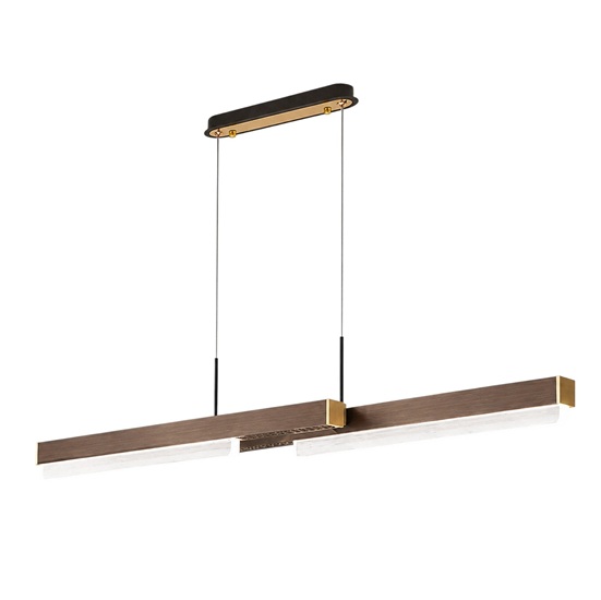 Magnus linear dining room table pendant light in brown latte and gold finish