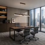 Office light above modern meeting table