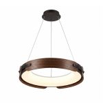 Walnut ring pendant light on white background