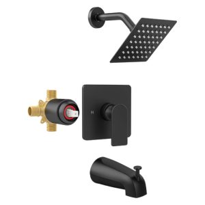 Black Shower Faucet Set with Tub Spout