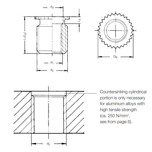 Kobsert Threaded Insert (Through Hole) Steel Zinc Plated, M6 x 10mm, Pack of 100, 1030 006 0010 - Image 2