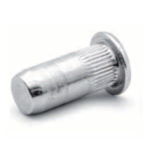 Rivkle Blind Rivet Nut M4 (For 1mm to 1.75mm), Flat Head Knurled Closed, Steel, Pack of 100, 233 27 040 175