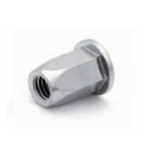 Rivkle Blind Rivet Nut M4 (For 0.5mm to 2mm), Flat Head Hexagonal Open, Steel, Pack of 100, 233 41 040 020