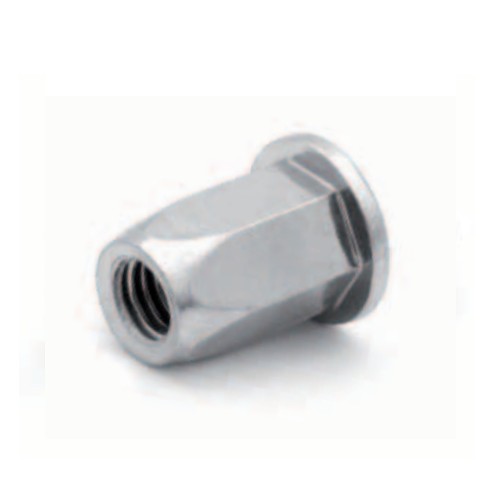 Rivkle Blind Rivet Nut M4 (For 0.5mm to 2mm), Flat Head Hexagonal Open, Steel, Pack of 100, 233 41 040 020
