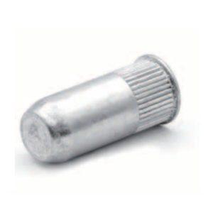 Rivkle Blind Rivet Nut M3 (For 0.7mm to 1.5mm), Thin Head Knurled Closed, Steel, Pack of 100, 343 77 030 015