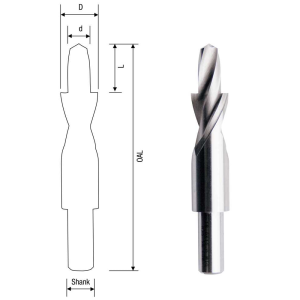 Bordo 18 x 11mm 180 Degree Counterbore Drill for M10 Screws, 3871-10.0