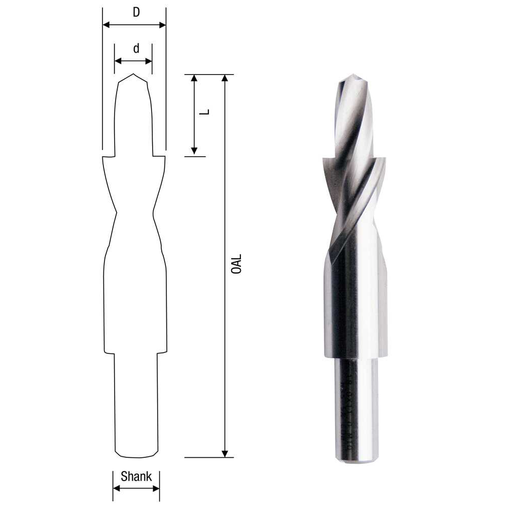 Bordo 10 x 5.5mm 180 Degree Counterbore Drill for M5 Screws, 3871-5.0