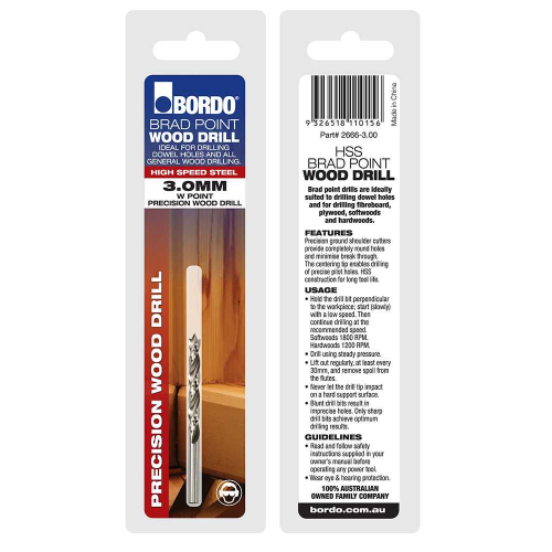 Bordo 3mm Brad Point Drill, 2666-3.00 - Image 2