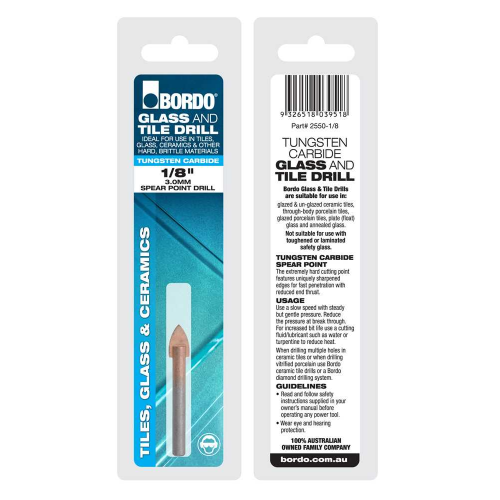 Bordo 1/8" Glass and Tile Drill (Spear Point Drill), 2550-1/8 - Image 2