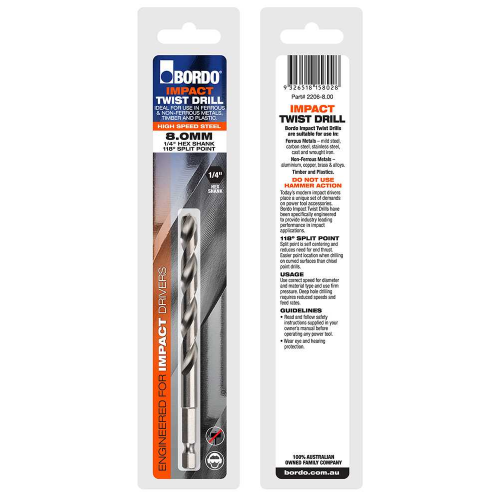 Bordo 2mm IMPACT Hex Shank HSS Twist Drill, 2206-2.00 - Image 2