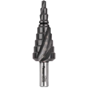 Bordo 4-20 x 2mm Spiral Flute HSS Cobalt TiAlN Coated Step Drill, 2602-M2