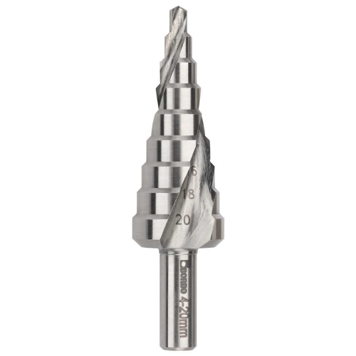Bordo 4-20 x 2mm Spiral Flute M2-HSS Step Drill, 2601-M2